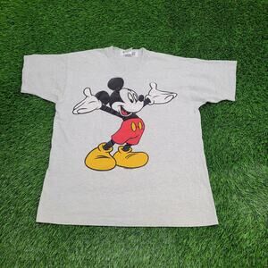 Vintage 90s Disney Mickey-Mouse Shirt L/XL 22x27 Crop USA